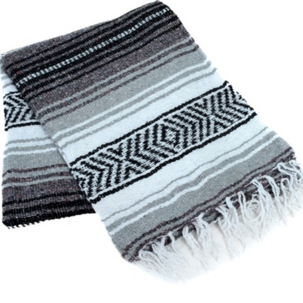 Gray/Black Baja Beach/Festival/ Yoga Blanket